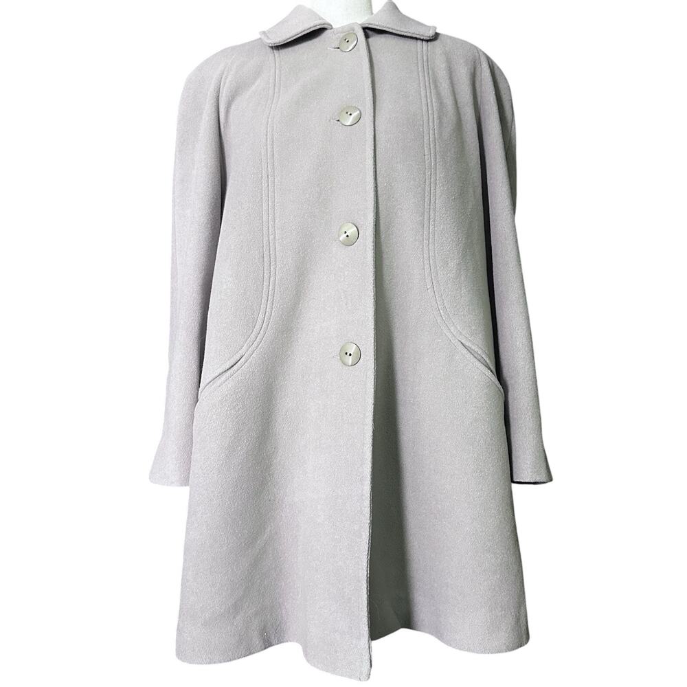 Vintage Alorna 100% Wool Coat Gray‎ Fully Lined Size 10 Button Front & Pockets